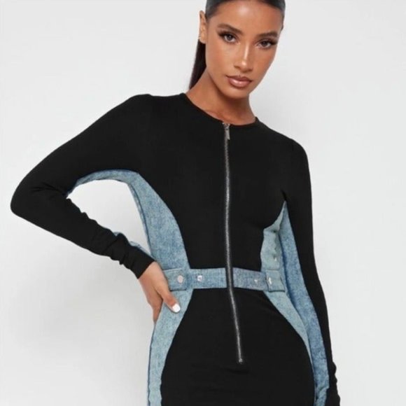 Maniere De Voir: Black Dress with Denim - Picture 3 of 3